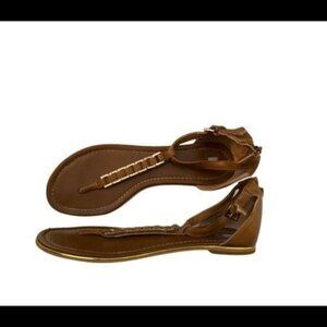 Bp light brown t strap flats